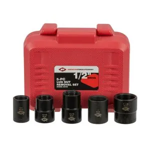 American Forge & Foundry Lug Nut Removal Set - 1/2 Inch Drive - 5 Piece - Includes 3/4 Inch, 13/16 Inch, 15/16 Inch, 1 Inch and 1 1/8 Inch