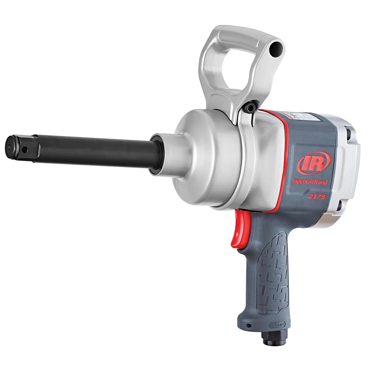Ingersoll Rand 1 Inch Air Impact Wrench, 6 Inch Ext Anvil, 2000 ft-lb Torque, Thru-hole Retainer, Pistol