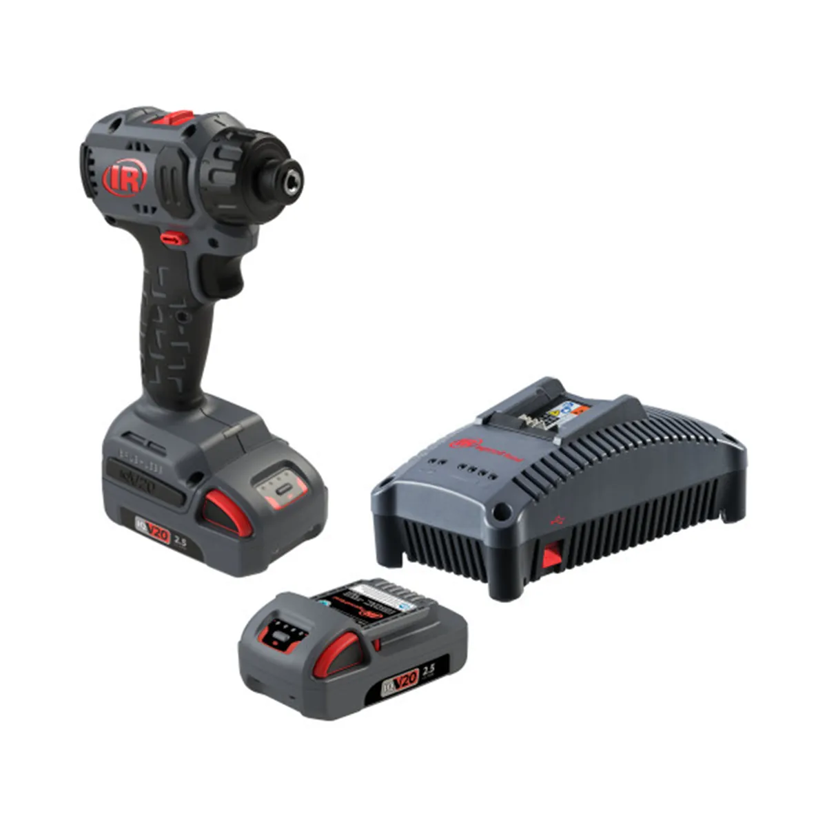 Ingersoll Rand 1/4" Hex 20V Cordless Compact Screwdriver 2 Battery Kit, 450 in-lb Torque, Quick Change Chuck, Pistol Grip