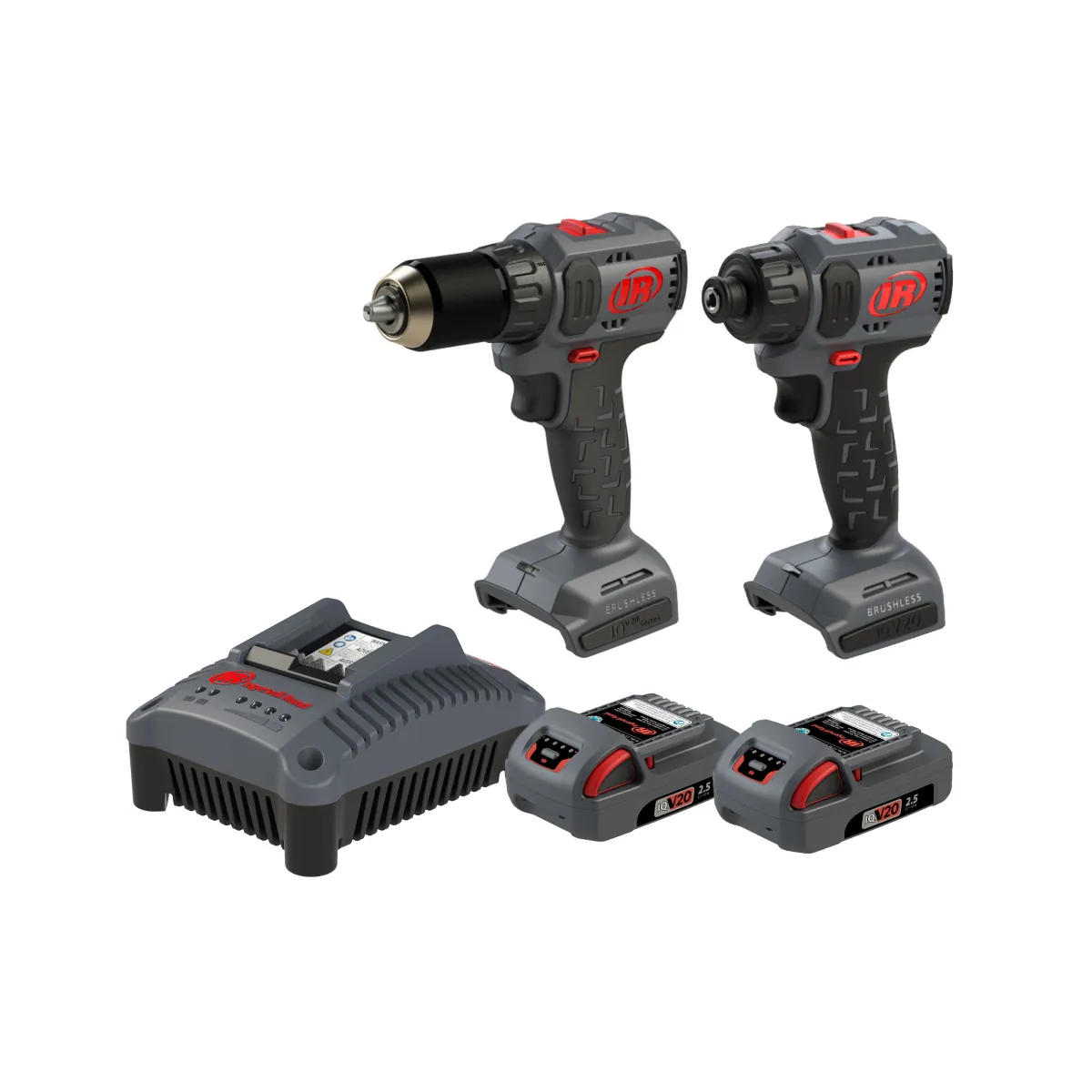 Ingersoll Rand 20V Cordless Combo Tool Kit, D3141 1/2 Inch Compact Drill, D3411 1/4 Inch Screwdriver
