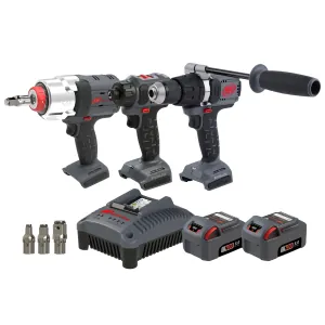 Ingersoll Rand 20V Cordless Combo Tool Kit, D3411 1/4 Inch Screwdriver, D5241 1/2 Inch Hammer Drill, W7153 DXS Impact