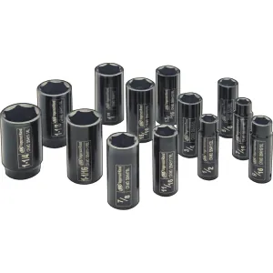 Ingersoll Rand 1/2" Drive Hex SAE Deep Socket Set, 13-Piece