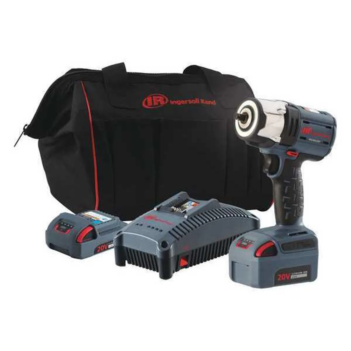 Ingersoll Rand 20V Mid-torque 3/8" Cordless Impact Wrench Kit, 550 ft-lbs Nut-busting Torque, 2 Batteries and Charger