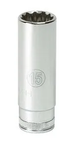 1/4" Dr 6 Pt. Deep Metric Socket, 15 mm