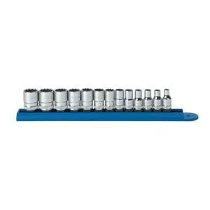 13 pc Metric 12 Pt. Socket Set, 1/4" Dr.