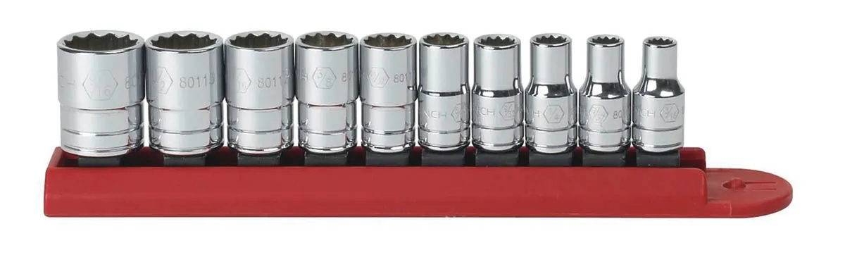 10 Pc. 1/4" Drive 12 Point SAE Standard Socket Set