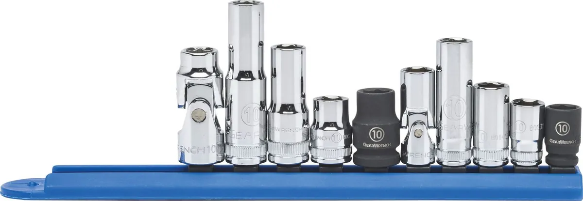 10 Pc. 1/4" and 3/8" Drive 6 Point 10MM Socket Set