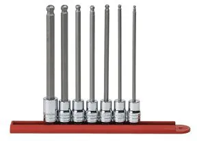 3/8" Dr. SAE Long Ball Hex Bit Socket Set, 7 pc