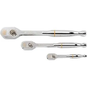 3 Piece 1/4in, 3/8in, and 1/2in Drive 120XP Full Polish Teardrop Ratchet Set