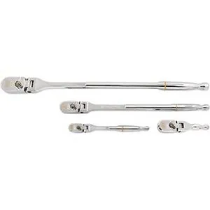 4 Piece 1/4in, 3/8in, and 1/2in Drive 120XP Full Polish Flex Handle Teardrop Ratechet Set