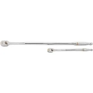 2 Piece 1/4in and 3/8in Drive 120XP Extra Long Handle Full Polish Teardrop Ratchet Set