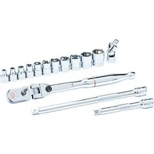 15 Piece 1/4" Drive 120XP Locking Flex Head Ratchet and 6 Pt Metric Stubby Socket Mech Tool Set
