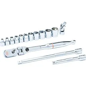 15 Piece 1/4" Drive 120XP Locking Flex Head Ratchet and 6 Pt Metric Stubby Socket Mech Tool Set