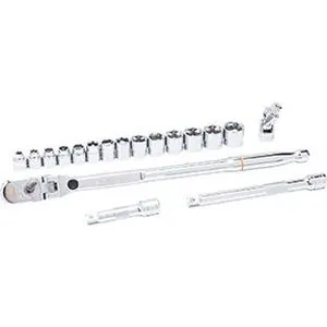 18 Pc. 3/8" Drive 120XP Locking Flex Head Ratchet & 6 Point Metric Stubby Socket Mechanics Tool Set