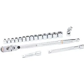 18 Pc. 3/8" Drive 120XP Locking Flex Head Ratchet & 6 Point Metric Stubby Socket Mechanics Tool Set