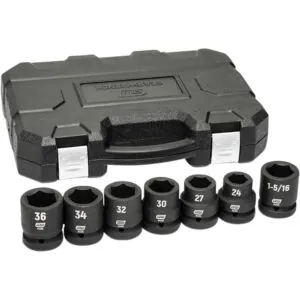 7 Piece 1" Drive 6 Point SAE/Metric Impact Socket Set