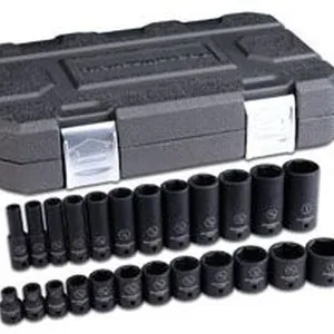 3/8" Dr 6Pt SAE, Standard/Deep Impact Socket Set, 25pc