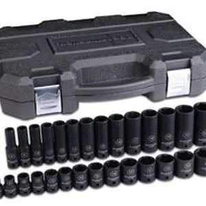 3/8" Dr 6Pt Metric, Standard/Deep Impact Socket Set, 29pc