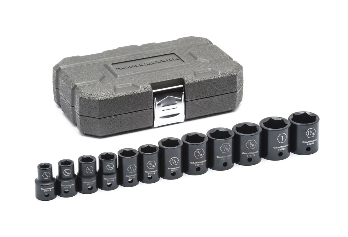 1/2" Dr 6pt SAE Standard Impact Socket Set, 12pc