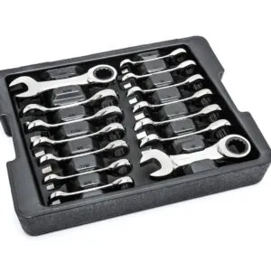 14 Pc. 12 Point Stubby Ratcheting SAE/Metric Combination Wrench Set