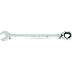 15mm 90-Tooth 12 Point Reversible Ratcheting Wrench