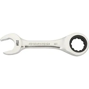 11/16" 90-Tooth 12 Point Stubby Combination Ratcheting Wrench