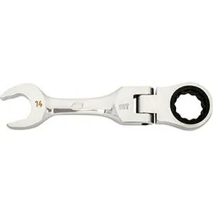 14mm 90-Tooth 12 Point Stubby Flex Combination Ratcheting Wrench