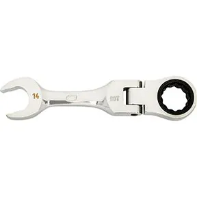 14mm 90-Tooth 12 Point Stubby Flex Combination Ratcheting Wrench
