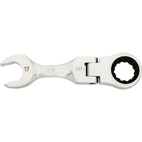 17mm 90-Tooth 12 Point Stubby Flex Combination Ratcheting Wrench
