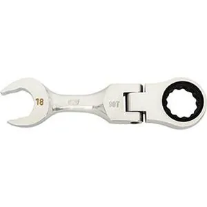 18mm 90-Tooth 12 Point Stubby Flex Combination Ratcheting Wrench