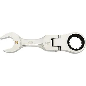 18mm 90-Tooth 12 Point Stubby Flex Combination Ratcheting Wrench