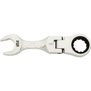 11/16" 90-Tooth 12 Point Stubby Flex Combination Ratcheting Wrench