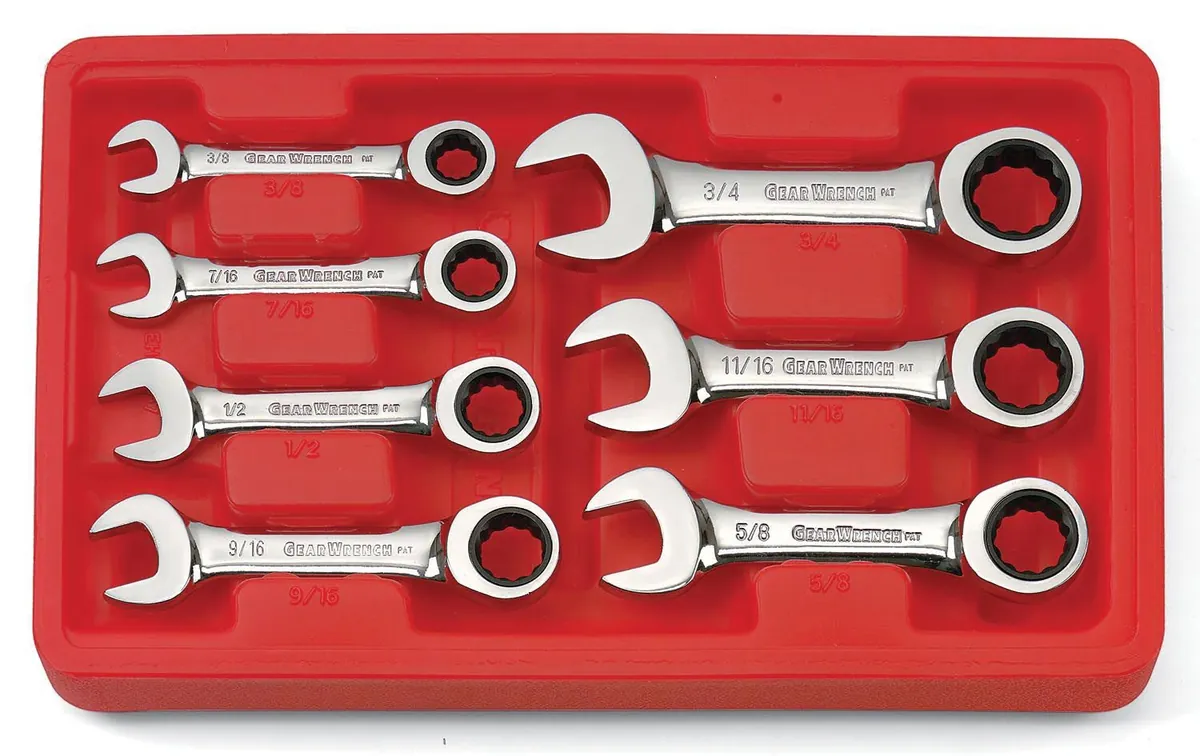 7 pc. SAE Stubby Combination Ratcheting GearWrenchª Set