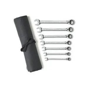 Reversible Combination Ratcheting Wrench Set Roll SAE, 7pc.