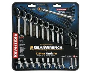 Reversible Combination Ratcheting Wrench Set METRIC, 12pc