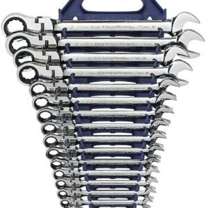 16 Pc. 12 Point Flex Head Ratcheting Combination Metric Wrench Set