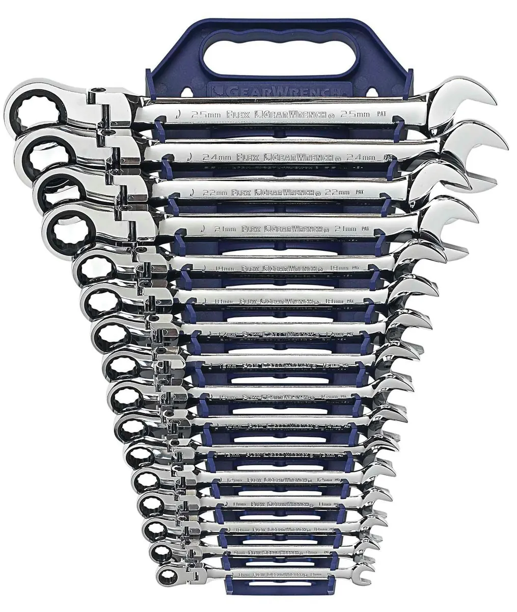 16 Pc. 12 Point Flex Head Ratcheting Combination Metric Wrench Set