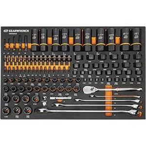 97 Piece 1/4", 3/8", 1/2" Drive Bolt Biter Mechanics Tool Set in Foam Storage Tray