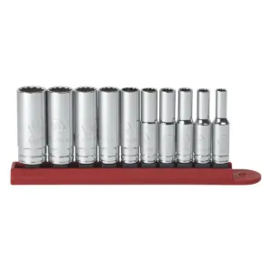 GearWrench 10 Piece 1/4 Inch Drive 12 Point Deep SAE Socket Set