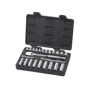 GearWrench 24 Piece 3/8 Inch Drive 6 & 12 Point Standard & Deep Metric Mechanics Tool Set
