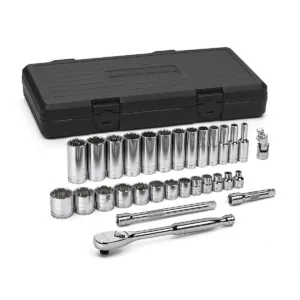 GearWrench 30 Piece 3/8 Inch Drive 12 Point Standard & Deep SAE Mechanics Tool Set