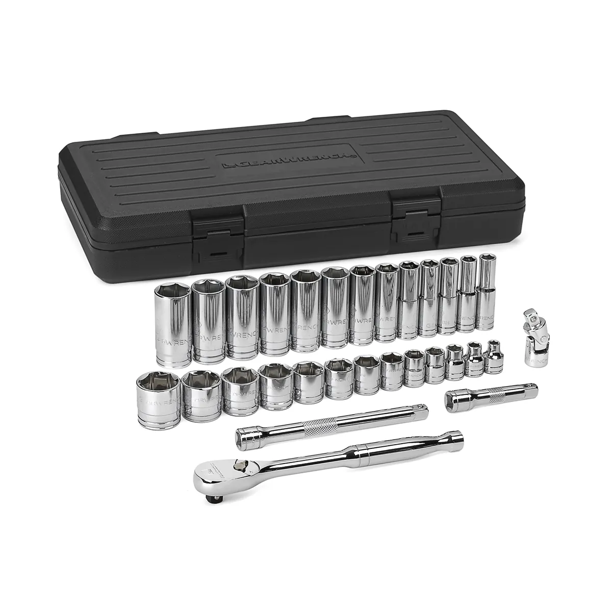 GearWrench 30 Piece 3/8 Inch Drive 6 Point Standard & Deep SAE Mechanics Tool Set