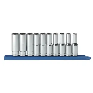 GearWrench 10 Piece 1/2 Inch Drive 12 Point Deep Metric Socket Set