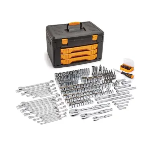 GearWrench 243 Piece 12 Point Mechanics Tool Set Inch 3 Drawer Storage Box