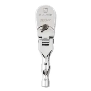GearWrench 3/8 Inch Drive 120XP Full Polish Chrome Stubby Flex Head Teardrop Ratchet