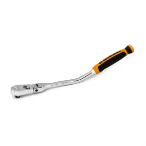 GearWrench 3/8 Inch Drive 90-Tooth Dual Material Offset Flex Head Teardrop Ratchet 12-1/4 Inch