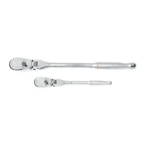 GearWrench 2 Piece 1/4 Inch & 3/8 Inch Drive 90-Tooth Flex Head Teardrop Ratchet Set