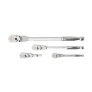 GearWrench 4 Piece 1/4 Inch, 3/8 Inch & 1/2 Inch Drive 120XP Flex Head Teardrop Ratchet Set