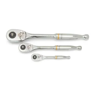 GearWrench 3 Pc. 1/4 Inch, 3/8 Inch and 1/2 Inch Drive 90-Tooth Quick Release Teardrop Ratchet Set