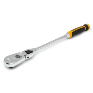 GearWrench 1/2 Inch Drive 90-Tooth Dual Material Locking Flex Head Teardrop Ratchet 17 Inch
